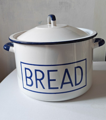 Large vintage enamel bread bin - vintage,