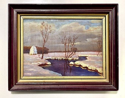 Winter landscape antique - landscape,, oil