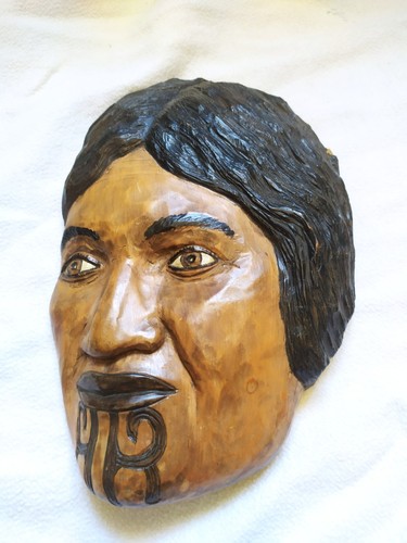 Vintage maori mask - mask, woman