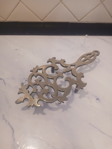 Ornate antique brass footed - ornate,