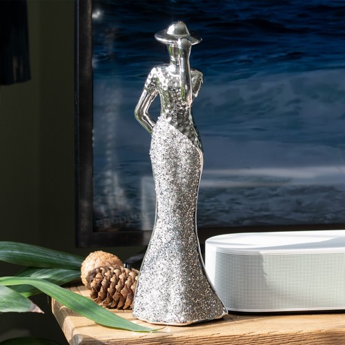 Sparkly lady ornament silver - sparkly,