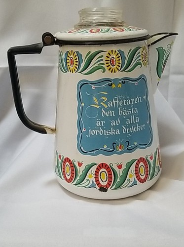Vintage enamel coffee pot - vintage,