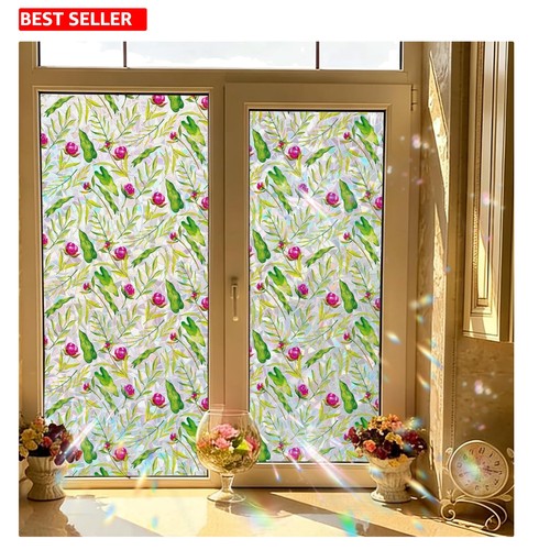 Rainbow effect floral window - rainbow,