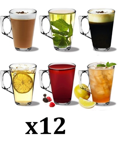 12x 240ml latte glasses - 12x,