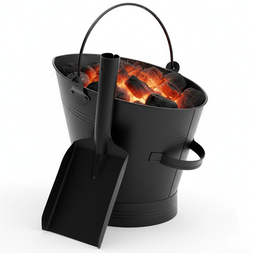 Black steel bucket - black, shovel