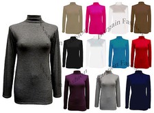 Polo Neck Top Ladies Roll Neck Top Womens Turtle Neck Long Sleeve Top S-XXXL