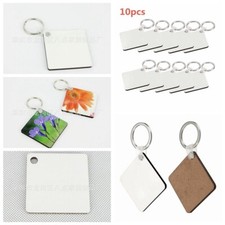 10Pcs Sublimation Wooden Hard Board Printing Key Rings Blank MDF Key Chain  DIY