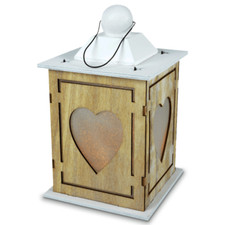 Wood Lantern Heart Window Rustic Decoration Heart Shabby Chic Decor LED Battery
