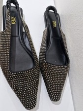 Zara Black Slingback Flat