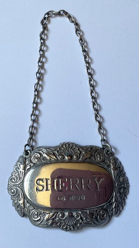 Vintage silver decanter label - decanter,