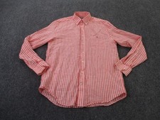 Vineyard Vines Shirt Men M Pink Striped Linen Tucker Classic Fit Business Preppy
