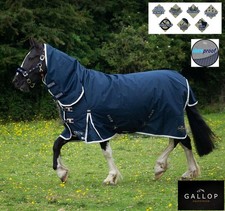 100g TURNOUT HORSE RUG Gallop Duraproof Trojan Full Neck Medium Weight Combo