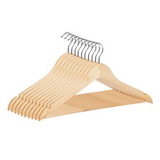 40 x WOODEN COAT HANGERS SUIT GARMENTS CLOTHES WOOD HANGER TROUSER BAR SET