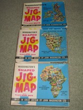 Waddington's Jig-Map Jigsaw Puzzles x3: Great Britain, North America & Africa