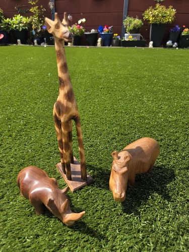 Wooden hippo rhino and giraffe - rhino,