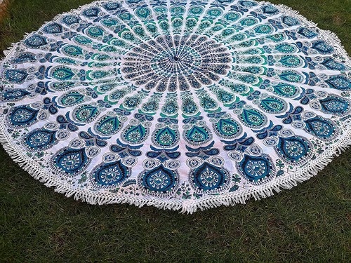 Round mandala throw meditation - mandala,