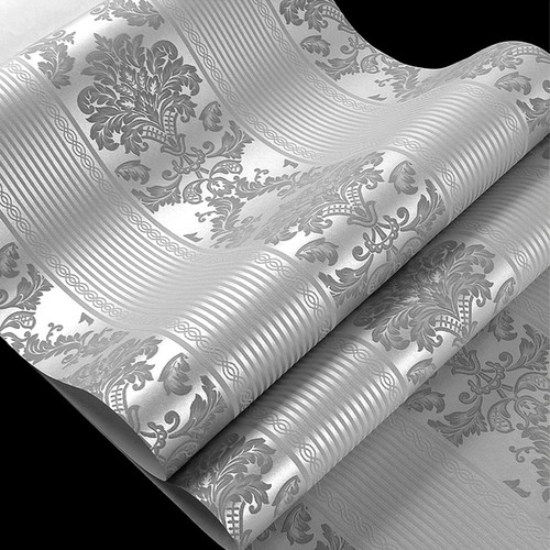 Grey silver damask wallpaper - damask,