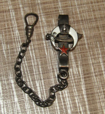 Vintage Shriners Masonic Pocket Watch Chain & Clip, Sterling Silver