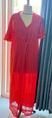 Red nylon french lace - lace, negligee