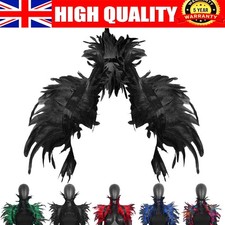 Gothic Natural Feather Collar Choker Shrug Shawl Shoulder Wrap Cape Halloween_