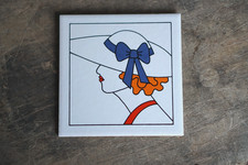 Vintage Art Deco Style Lady Woman Ceramic Tile Wall Hanging