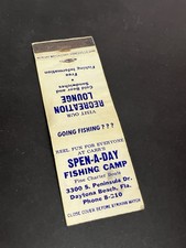 Vintage Florida Matchbook “SPEN-A-DAY FISHING CAMP CHARTER BOATS” Daytona Beach