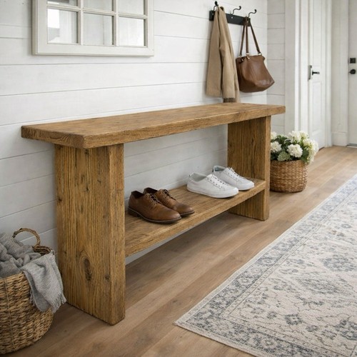 Solid wood bench seat shoe - seat,