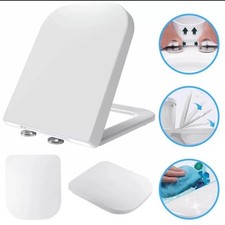 Square White Toilet Seat | Soft Close | Quick Release | Adjustable Hinges