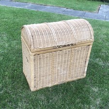 Vintage Large Wicker Industrial Basket / Trunk / Chest Lidded