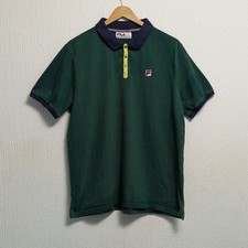 Fila Vintage BB1 Borg Wimbledon Striped Polo Shirt Green & Navy Mens XL