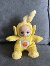 TELETUBBIES beanie tummy rattle YELLOW LALA soft toy TOMY ORIGINAL vintage 1996
