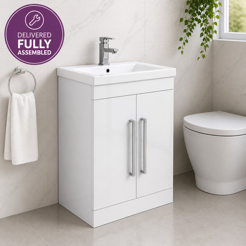 Small white bathroom vanity - white,
