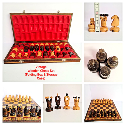Vintage wooden chess set - vintage,