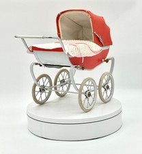 Rare Vintage RED (Doucet) French Miniature Doll Pram with Accessories - c.1950s