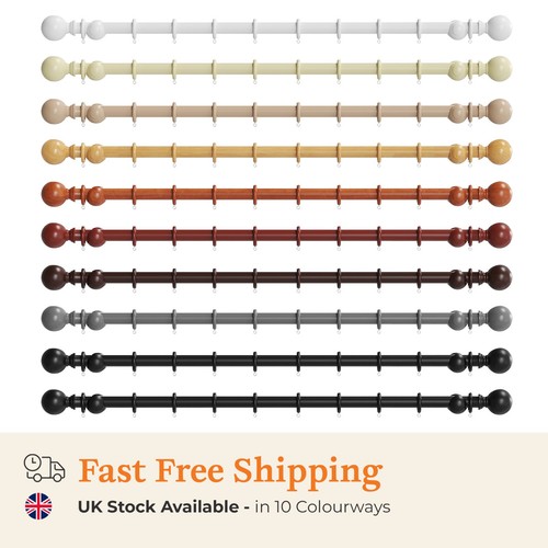 Wooden curtain pole set - set,