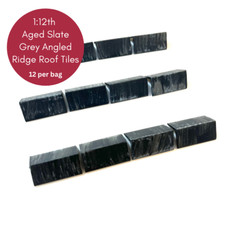 Model Dolls House 1:12th Scale 12 x Angled Ridge Roof Tiles in Aged Slate Grey