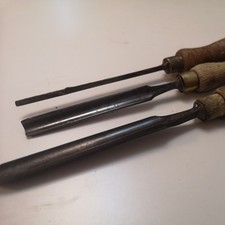 Vintage Robi Sorby Wood Carving Chisel Gouge set of 3 Cast Steel 12mm, 9mm