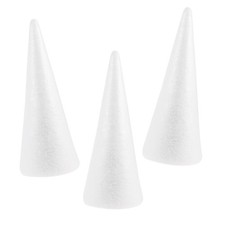 3 Polystyrene Foam White Cones