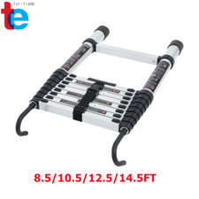 8.5/10.5/12.5/14.5 FT Collapsible Telescopic Extension Ladders Aluminum W/ Hooks