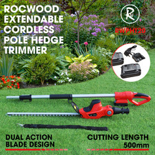 Long Reach Cordless Hedge Trimmer RocwooD Pole Cutter Batteries And Charger