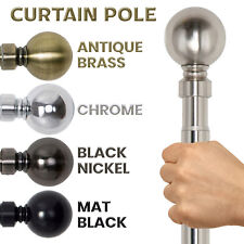 Extendable Metal Curtain Pole 28mm Plain Ball With Finials Rings Rod Fittings