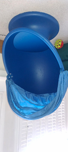 Blue swivel egg - chair, plastic