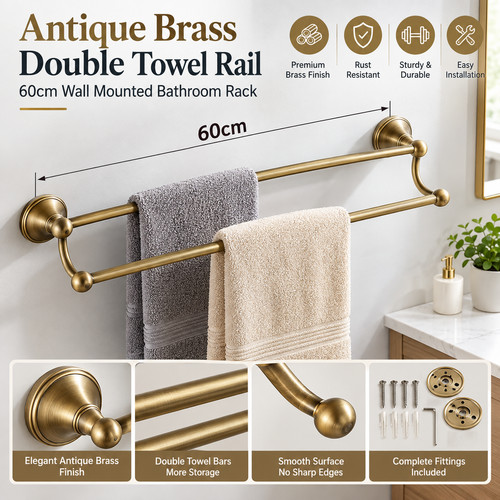 Antique brass bathroom - bathroom, towel