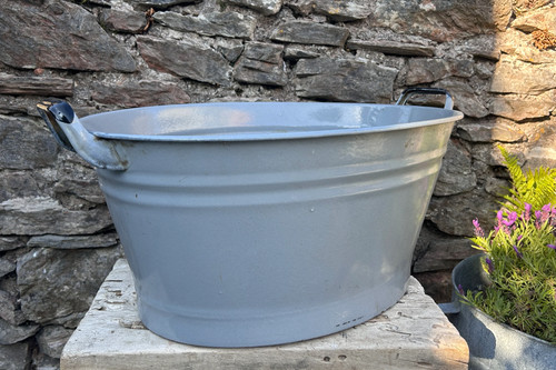 Vintage european enamel bath - vintage,