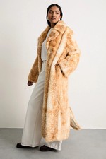 Warehouse Tan Faux Fur Coat