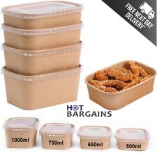 Kraft Paper Food Containers with Lids – Disposable Takeaway Boxes for Meals