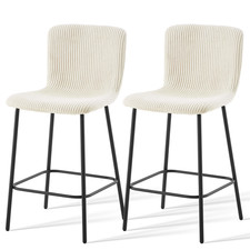 Corduroy 2/4/6x Bar Stools Breakfast Counter Bar Chair with Footrest Metal Legs