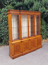 ANTIQUE STYLE WALNUT BREAKFRONT LIBRARY BOOKCASE