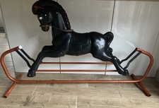 Triang vintage MOBO black rocking horse, metal Frame 1.2metre long.