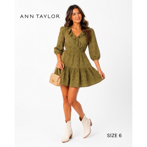 Ann taylor olive eyelet - taylor, tiered